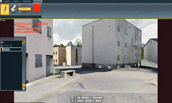 Ft. Pickett MOUT Site for use in Camber Corporation's Looking GLASS training, simulation, and asset protection tool. Real time screenshot.